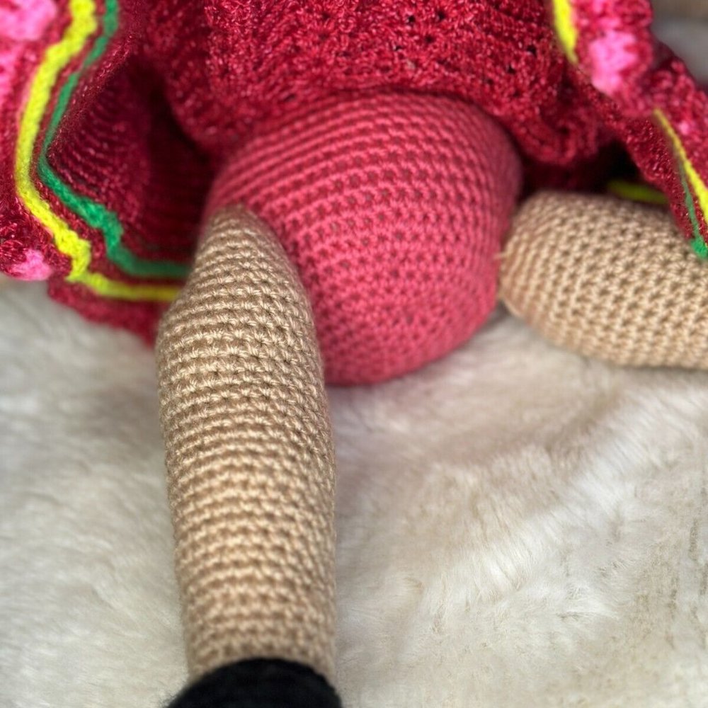 Handmade Knit Crochet Latin Mexican African American Cultural Doll Amigurumi - Picture 3 of 6